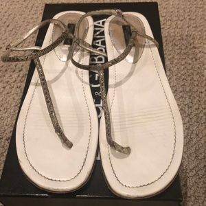 Dolce & Gabbana snake print leather thong
